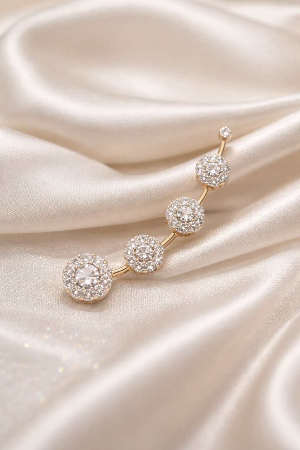 Gold Plated CZ Diamond Ear Cuff for Women | Non-Piercing Designer Ear Climber | American Diamond Ear Crawler Jewelry